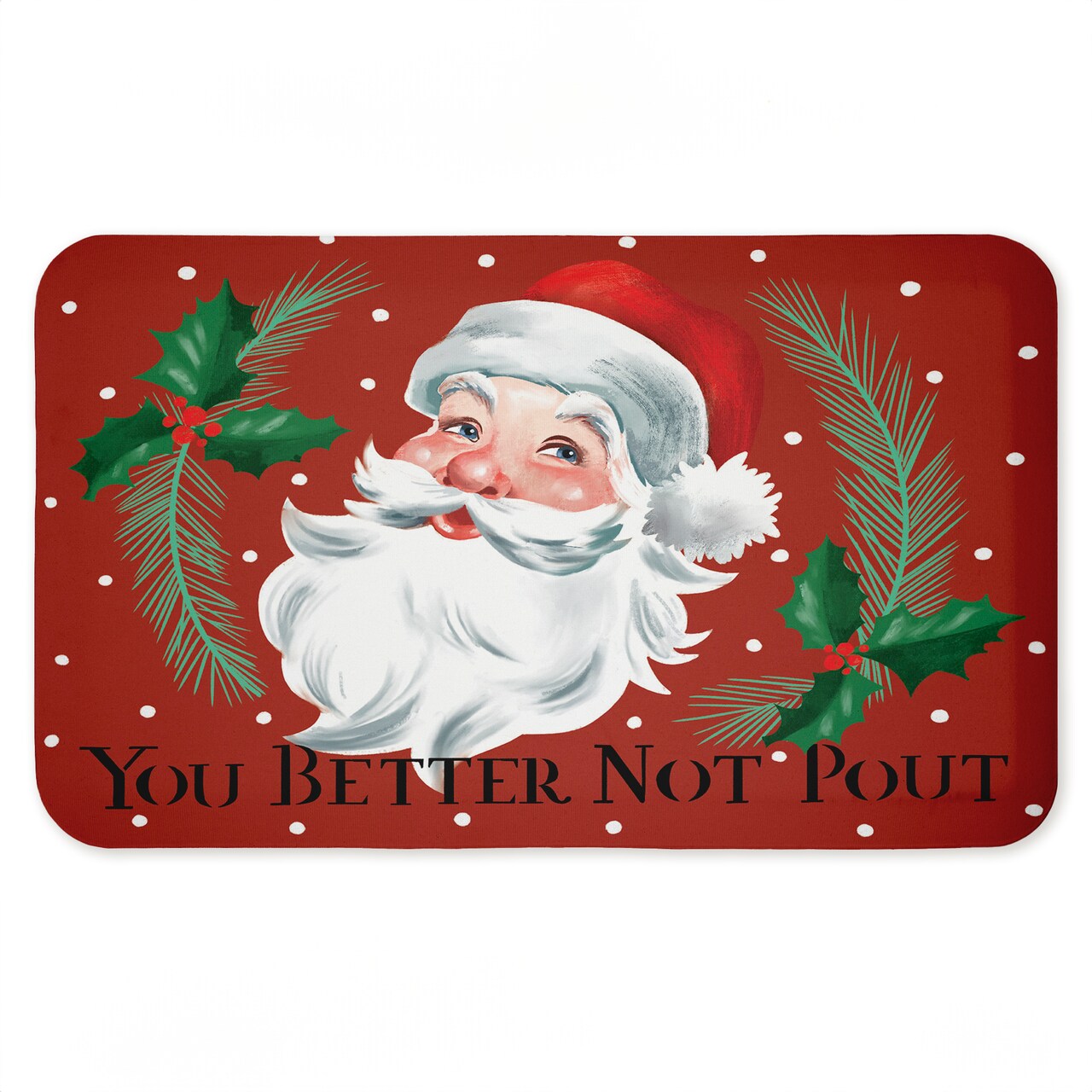 Better Not Pout Vintage Santa Printed Anti-Fatigue Floor Mat, 18x30, Made in USA - Holiday Ready